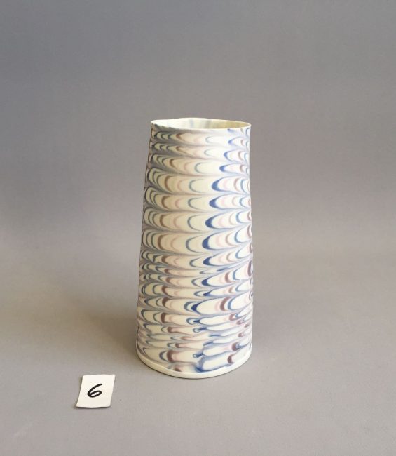 #6 blue scalloped taper