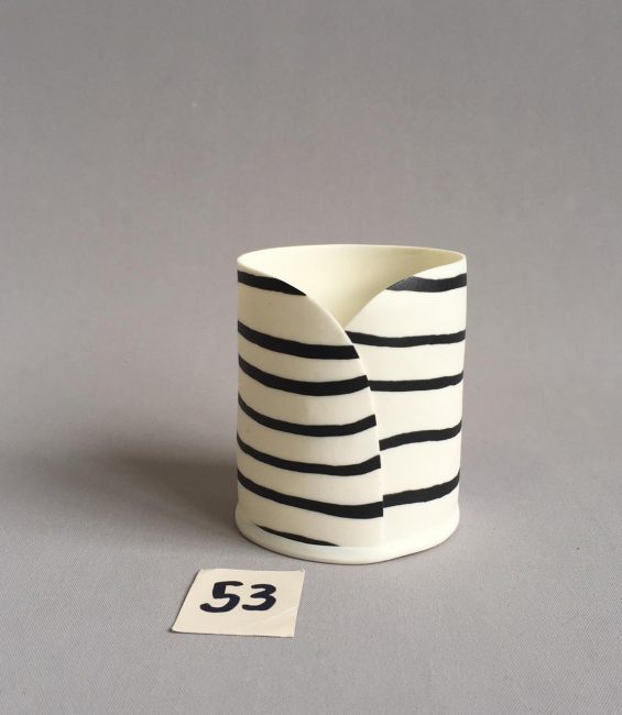 #53 black and white stripe folded tealight